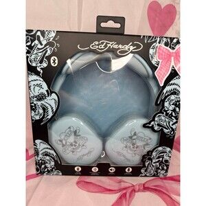 Light Blue Ed Hardy Wireless Headphones